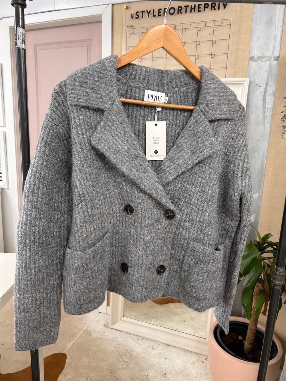 Priv - Warm Grey Cardigan NWT Medium